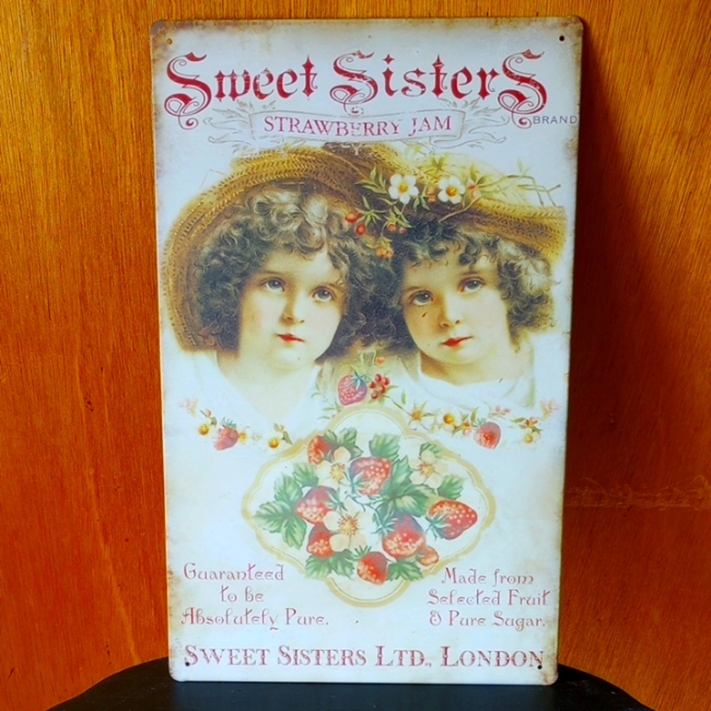 NEW Sweet Sisters Strawberry Jam Metal Sign